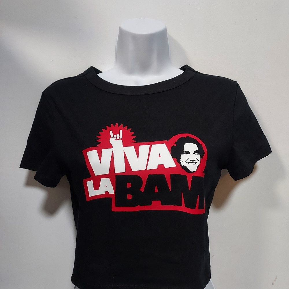 Viva La Bam Black Graphic Crop Tank Top - Picture 5 of 5
